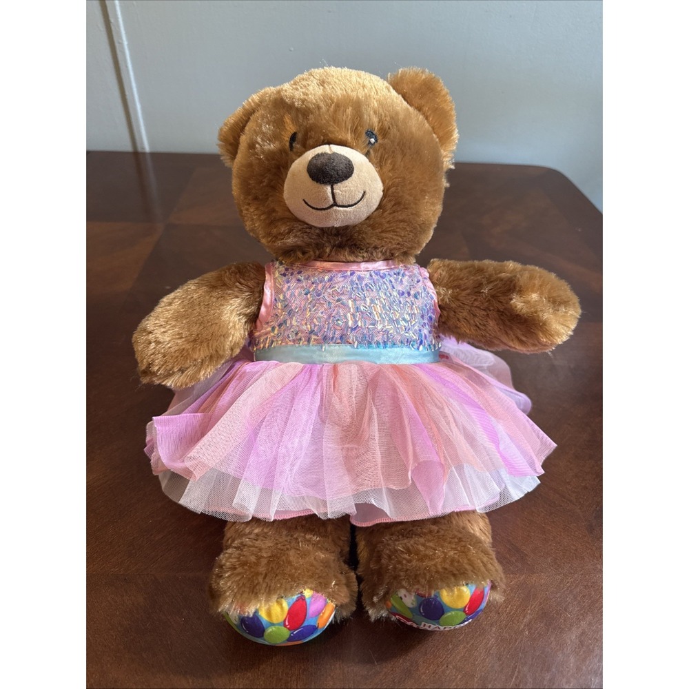 Build-A-Bear‎ Happy Birthday Brown Birthday Sequin Pink Dress